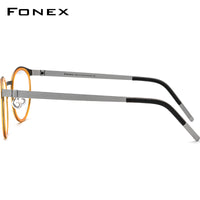 FONEX Legierung Brillengestell Herren Runde schraubenlose Brille 98625