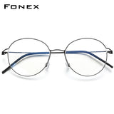 FONEX Titanium Alloy Glasses Frame Men Round Screwless Eyeglasses 98634