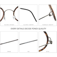 FONEX Titanlegierung Brillengestell Herren Runde schraubenlose Brille 98636