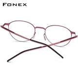 FONEX Legierung Brillengestell Herren Runde schraubenlose Brille F1014