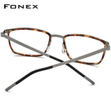 FONEX Alloy Glasses Frame Men Square Screwless Eyeglasses 98629