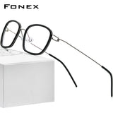 FONEX Legierung Brillengestell Männer Quadratische Optische Schraubenlose Brille F98638