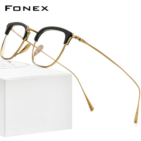 FONEX Acetate Titanium Glasses Frame Men Square Eyeglasses F85661