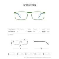 FONEX Titanium Glasses Frame Men Square Eyeglasses 8550