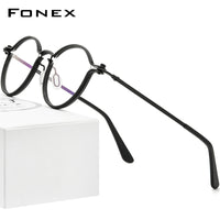 FONEXアロイメガネフレームメンズラウンドスクリューレス光学メガネF1029