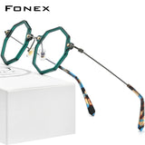 FONEX Acetate Kính Titan Gọng kính Nữ Kính mắt quang học F85714