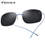 FONEX Titanium Herren Quadratische Randlose Schraubenlose Polarisierte Sonnenbrille 85694