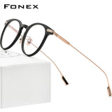 FONEX Acetate Titanium Glasses Frame Men Round Eyeglasses F85682