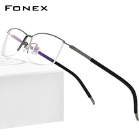FONEX Titanium Glasses Men Half Square Eyeglasses F1015