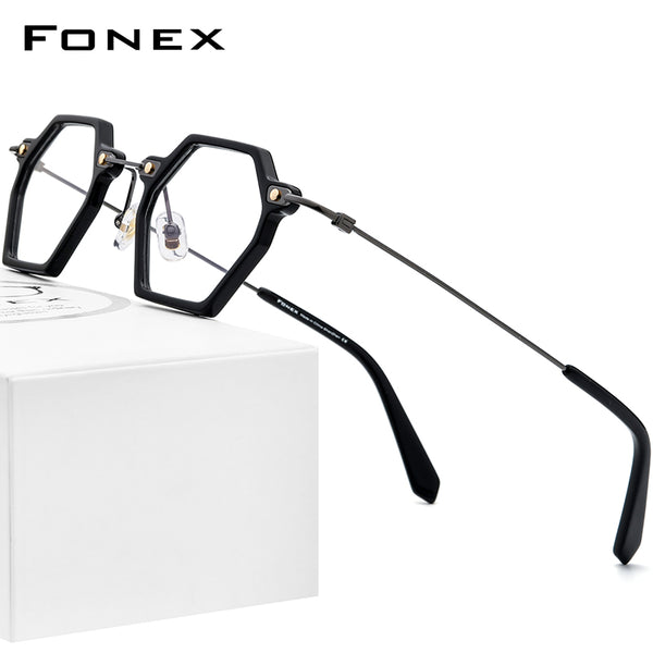 FONEX Acetat Titan Brillengestell Frauen Polygon Optische Brillen F85710