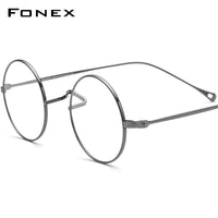 FONEX Kính titan Gọng kính cận thị nam tròn Kính mắt quang học F85666