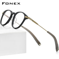FONEX Acetat Titan Brillengestell Männer Runde Optische Brillen F85704