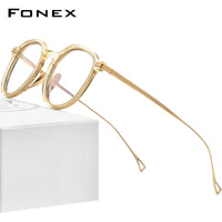 FONEX Acetate Titanium Glasses Frame Men Round Eyeglasses F85663