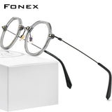 FONEX Acetate Titanium Glasses Frame Men Polygon Eyeglasses F85677