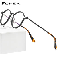 FONEXアロイメガネフレームメンズラウンドスクリューレス光学メガネF1029