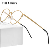 FONEX Titanium Glasses Frame Women Round Eyeglasses 8525