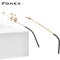 FONEX Titanium Brille Herren Randlose Quadratische Myopie Optische Brille 855