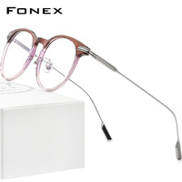 FONEX Acetat Titan Brillengestell Männer Runde optische Brillen F85682