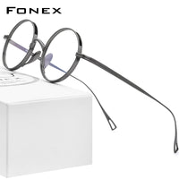 FONEX Titanium Brillengestell Männer Runde Myopie Optische Brillen F85644