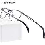 FONEX 180° Flip Titanium Glasses Frame Men Square Eyeglasses F8043