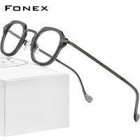 FONEX Acetate Titanium Glasses Frame Men Square Eyeglasses MOP7