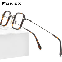 FONEX Acetate Titanium Glasses Frame Men Square Eyeglasses F85672