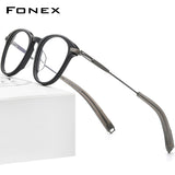 FONEX Acetate Titanium Glasses Frame Men Round Eyeglasses F85704