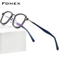 FONEX Acetate Alloy Glasses Frame Men Square Screwless Eyeglasses F1026