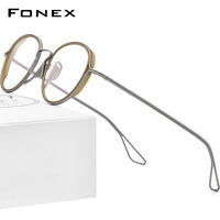 FONEX Titanium Ineer Ring Brillengestell Männer Runde Optische Brillen F85688