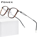 FONEX Acetatlegierung Brillengestell Männer Quadratische Optische Schraubenlose Brille F1016