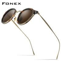 FONEX Titanium Acetate Herren Runde UV400 Polarisierte Sonnenbrille 850
