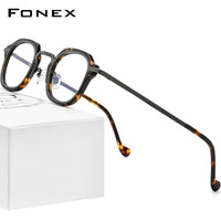 FONEX Acetate Titanium Glasses Frame Men Square Eyeglasses MOP7