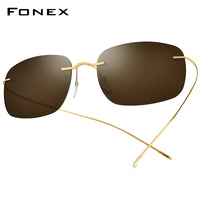 FONEX Titanium Herren Quadratische Randlose Schraubenlose Polarisierte Sonnenbrille 85694