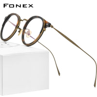 FONEX Acetate Titanium Glasses Frame Men Round Eyeglasses 850