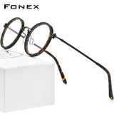 FONEX Acetat Titan Brillengestell Männer Runde optische Brillen F85692