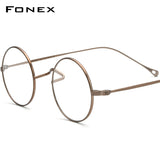 FONEX Kính titan Gọng kính cận thị nam tròn Kính mắt quang học F85666