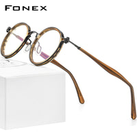 FONEX Acetate Titanium Glasses Frame Men Round Eyeglasses F85693
