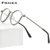 FONEX Alloy Glasses Frame Men Round Screwless Eyeglasses F1029
