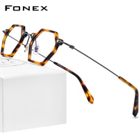 FONEXアセテートチタンメガネフレーム女性ポリゴン光学眼鏡F85710