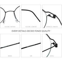 FONEX Titanium Alloy Glasses Frame Men Round Screwless Eyeglasses 98635