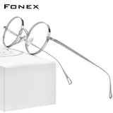 FONEX Titanium Brillengestell Männer Runde Myopie Optische Brillen F85644