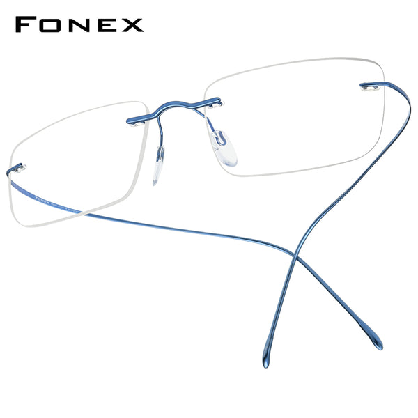 FONEX 티타늄 무테 안경 남성 안경 프레임 F85634