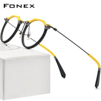FONEX Acetate Titanium Glasses Frame Men Polygon Eyeglasses F85738