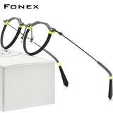 FONEX Acetate Titanium Glasses Frame Men Polygon Eyeglasses F85738