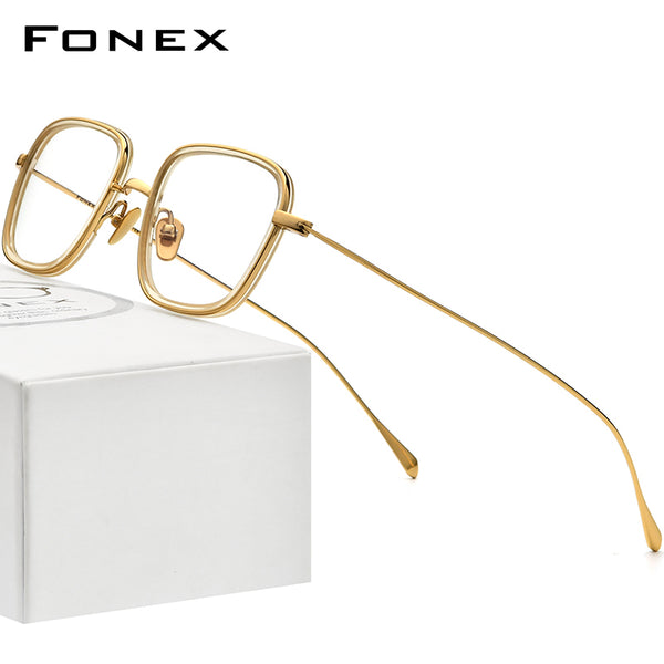 FONEX Acetate Titanium Glasses Frame Men Square Eyeglasses F85736