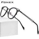 FONEX Acetate Titanium Glasses Frame Men Square Eyeglasses 90060