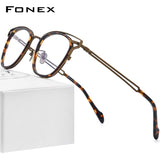 FONEX Acetate Titanium Glasses Frame Men Square Eyeglasses 90060