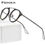 FONEX Acetate Titanium Glasses Frame Oversize Men Square Eyeglasses DTX119