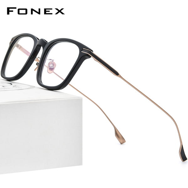FONEX Acetat Titan Brillengestell Männer Quadratische Optische Brille F85706