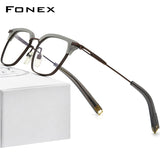FONEX Acetate Titanium Glasses Frame Men Square Eyeglasses DLX410